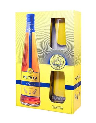 METAXA 5 STARS WITH 2 GLASSES
